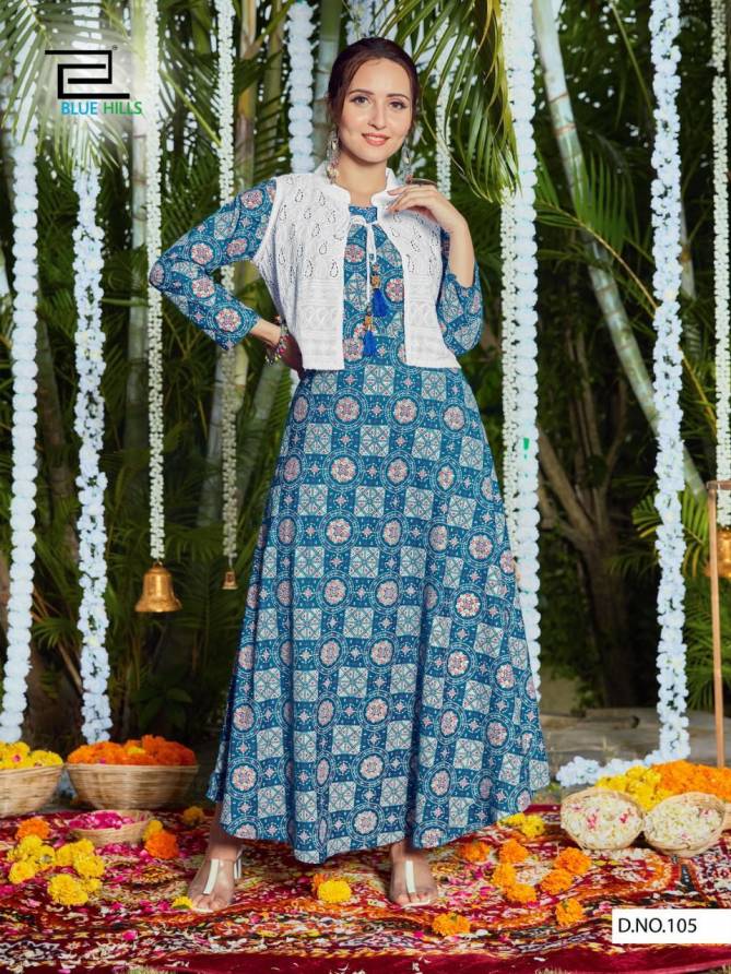 Blue Hills Stopwatch Latest Ethnic Wear Rayon Anarkali Kurti With Koti Collection